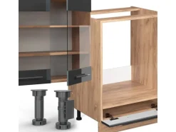 Vicco Fame-Line Küchenzeile Anthrazit Hochglanz/Goldkraft Eiche 300 cm AP Marmor ohne E-Geräte