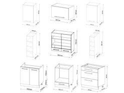 Vicco Fame-Line Küchenzeile Anthrazit Landhaus/Weiß 235 cm AP Anthrazit ohne E-Geräte