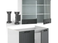 Vicco Fame-Line Küchenzeile Anthrazit Landhaus/Weiß 235 cm AP Anthrazit ohne E-Geräte