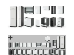 Vicco Fame-Line Küchenzeile Weiß Hochglanz/Anthrazit 355 cm ohne Arbeitsplatte ohne E-Geräte