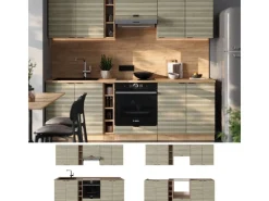 Vicco Fame-Line Küchenzeile Eiche Paneel/Goldkraft Eiche 235 cm AP Eiche ohne E-Geräte