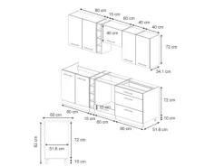 Vicco Fame-Line Küchenzeile Eiche Paneel/Goldkraft Eiche 235 cm AP Eiche ohne E-Geräte