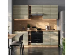 Vicco Fame-Line Küchenzeile Eiche Paneel/Goldkraft Eiche 235 cm AP Eiche ohne E-Geräte