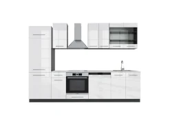 Vicco Fame-Line Küchenzeile Weiß Hochglanz/Anthrazit 300 cm AP Marmor ohne E-Geräte