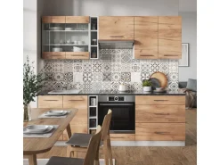 Vicco Fame-Line Küchenzeile Goldkraft Eiche/Weiß 235 cm AP Anthrazit ohne E-Geräte