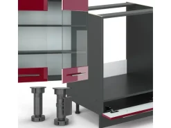 Vicco Fame-Line Küchenzeile Bordeaux Hochglanz/Anthrazit 355 cm AP Marmor ohne E-Geräte