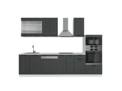 Vicco Fame-Line Küchenzeile Anthrazit Landhaus/Weiß 300 cm mit Hochschrankohne Arbeitsplatte ohne E-Geräte