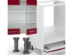 Vicco Fame-Line Küchenzeile Bordeaux Hochglanz/Weiß 355 cm AP Eiche ohne E-Geräte