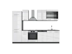 Vicco Fame-Line Küchenzeile Weiß Hochglanz/Anthrazit 300 cm ohne Arbeitsplatte ohne E-Geräte
