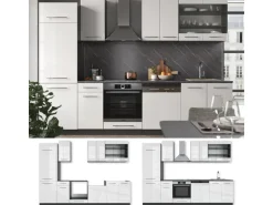 Vicco Fame-Line Küchenzeile Weiß Hochglanz/Anthrazit 300 cm ohne Arbeitsplatte ohne E-Geräte