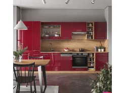 Vicco Fame-Line Küchenzeile Bordeaux Hochglanz/Goldkraft Eiche 355 cm AP Anthrazit ohne E-Geräte