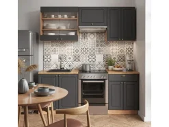 Vicco Fame-Line Küchenzeile Anthrazit Landhaus/Goldkraft Eiche 200 cm AP Anthrazit ohne E-Geräte