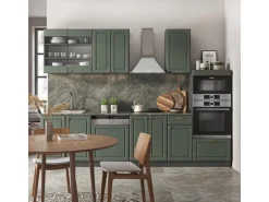 Vicco Fame-Line Küchenzeile Grün-Gold Landhaus/Anthrazit 300 cm mit HochschrankAP Eiche ohne E-Geräte