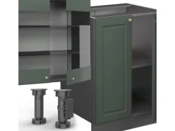 Vicco Fame-Line Küchenzeile Grün-Gold Landhaus/Anthrazit 300 cm mit HochschrankAP Eiche ohne E-Geräte