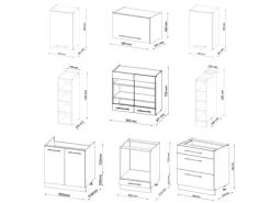 Vicco Fame-Line Küchenzeile Goldkraft Eiche/Anthrazit 235 cm AP Anthrazit ohne E-Geräte