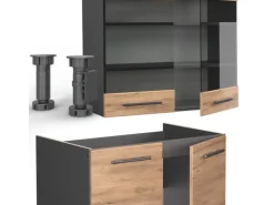 Vicco Fame-Line Küchenzeile Goldkraft Eiche/Anthrazit 235 cm AP Anthrazit ohne E-Geräte