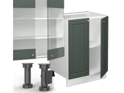 Vicco Fame-Line Küchenzeile Grün-Gold Landhaus/Weiß 300 cm mit HochschrankAP Marmor ohne E-Geräte