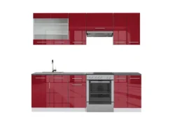 Vicco Fame-Line Küchenzeile Bordeaux Hochglanz/Weiß 240 cm AP Anthrazit ohne E-Geräte