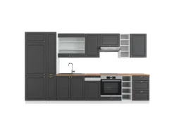 Vicco Fame-Line Küchenzeile Anthrazit-Gold/Weiß 355 cm AP Eiche ohne E-Geräte