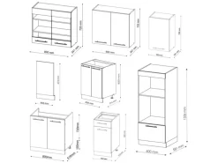 Vicco Fame-Line Küchenzeile Anthrazit-Gold/Weiß 300 cm mit HochschrankAP Marmor ohne E-Geräte