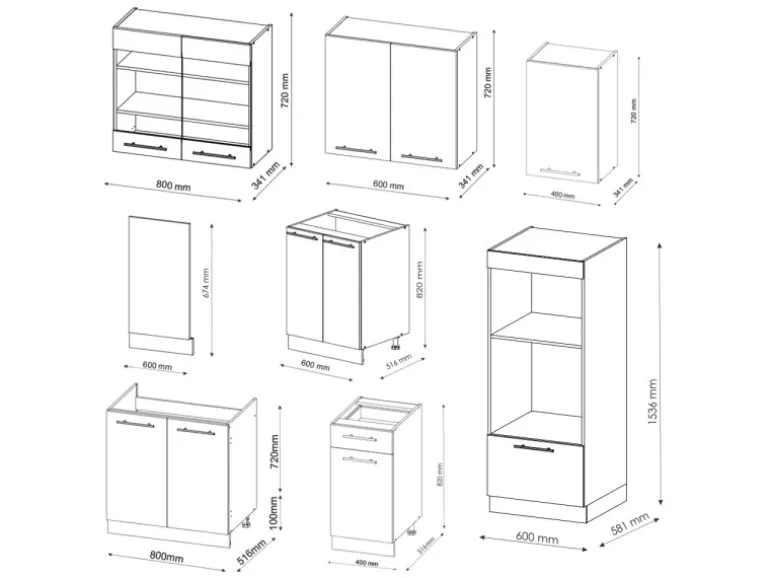 Vicco Fame-Line Küchenzeile Anthrazit-Gold/Weiß 300 cm mit HochschrankAP Marmor ohne E-Geräte