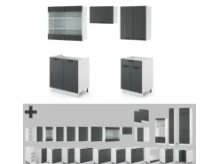 Vicco Fame-Line Küchenzeile Anthrazit Landhaus/Weiß 200 cm ohne Arbeitsplatte ohne E-Geräte