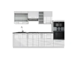 Vicco Fame-Line Küchenzeile Weiß Hochglanz/Weiß 280 cm AP Anthrazit ohne E-Geräte