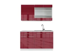 Vicco Fame-Line Singleküche Bordeaux Hochglanz/Weiß 140 cm ohne Arbeitsplatte ohne E-Geräte