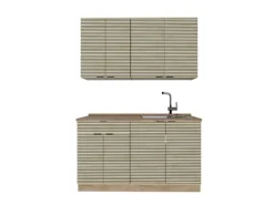 Vicco Fame-Line Singleküche Eiche Paneel/Goldkraft Eiche 140 cm ohne Arbeitsplatte ohne E-Geräte