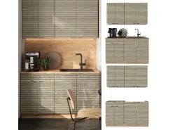 Vicco Fame-Line Singleküche Eiche Paneel/Goldkraft Eiche 140 cm ohne Arbeitsplatte ohne E-Geräte