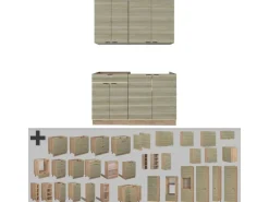 Vicco Fame-Line Singleküche Eiche Paneel/Goldkraft Eiche 140 cm ohne Arbeitsplatte ohne E-Geräte