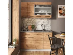 Vicco Fame-Line Singleküche Goldkraft Eiche/Weiß 140 cm AP Anthrazit ohne E-Geräte