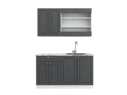 Vicco Fame-Line Singleküche Anthrazit-Gold/Weiß 140 cm ohne Arbeitsplatte ohne E-Geräte