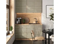 Vicco Fame-Line Singleküche Eiche Paneel/Goldkraft Eiche 140 cm AP Anthrazit ohne E-Geräte