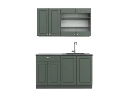 Vicco Fame-Line Singleküche Grün-Gold Landhaus/Anthrazit 140 cm ohne Arbeitsplatte ohne E-Geräte