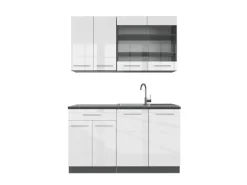 Vicco Fame-Line Singleküche Weiß Hochglanz/Anthrazit 140 cm ohne Arbeitsplatte ohne E-Geräte