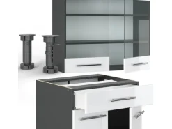 Vicco Fame-Line Singleküche Weiß Hochglanz/Anthrazit 140 cm ohne Arbeitsplatte ohne E-Geräte