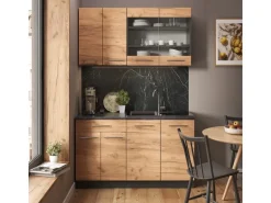 Vicco Fame-Line Singleküche Goldkraft Eiche/Anthrazit 140 cm AP Anthrazit ohne E-Geräte