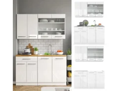 Vicco Fame-Line Singleküche Weiß 140 cm ohne Arbeitsplatte ohne E-Geräte