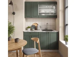 Vicco Fame-Line Singleküche Grün-Gold Landhaus/Weiß 140 cm AP Eiche ohne E-Geräte