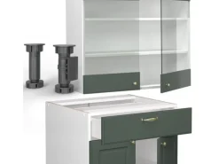 Vicco Fame-Line Singleküche Grün-Gold Landhaus/Weiß 140 cm AP Eiche ohne E-Geräte