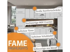Vicco Fame-Line Singleküche Weiß Landhaus/Anthrazit 140 cm ohne Arbeitsplatte ohne E-Geräte