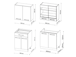 Vicco Fame-Line Singleküche Grün-Gold Landhaus/Goldkraft Eiche 140 cm AP Anthrazit ohne E-Geräte