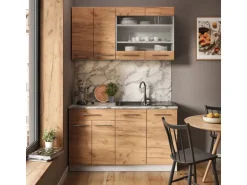 Vicco Fame-Line Singleküche Goldkraft Eiche/Weiß 140 cm AP Eiche ohne E-Geräte