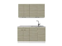 Vicco Fame-Line Singleküche Eiche Paneel/Weiß 140 cm ohne Arbeitsplatte ohne E-Geräte