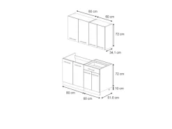 Vicco Fame-Line Singleküche Eiche Paneel/Weiß 140 cm ohne Arbeitsplatte ohne E-Geräte