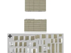 Vicco Fame-Line Singleküche Eiche Paneel/Weiß 140 cm ohne Arbeitsplatte ohne E-Geräte