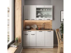 Vicco Fame-Line Singleküche Weiß Landhaus/Weiß 140 cm AP Anthrazit ohne E-Geräte