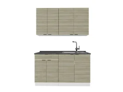 Vicco Fame-Line Singleküche Eiche Paneel/Weiß 140 cm AP Anthrazit ohne E-Geräte