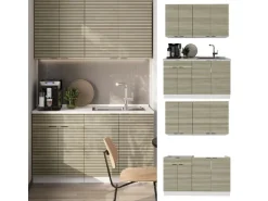 Vicco Fame-Line Singleküche Eiche Paneel/Weiß 140 cm AP Anthrazit ohne E-Geräte